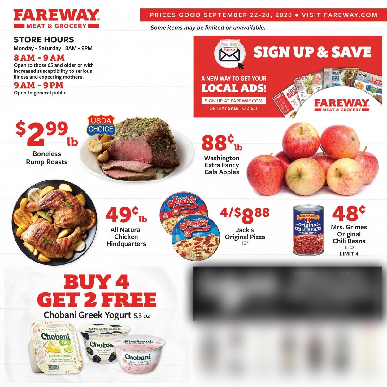 Fareway Ad from 09/22/2020