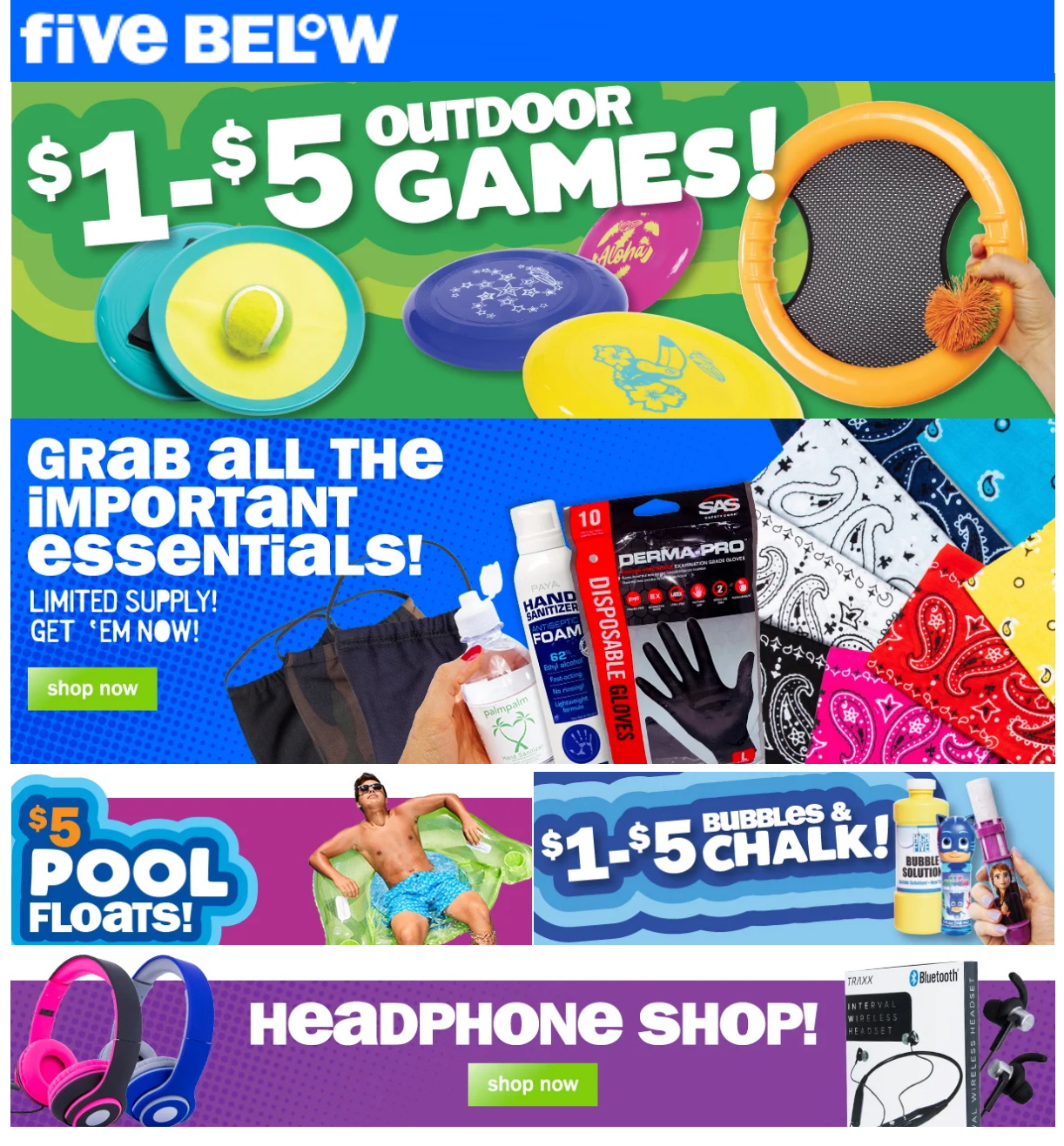 Five Below Ad from 07/08/2020