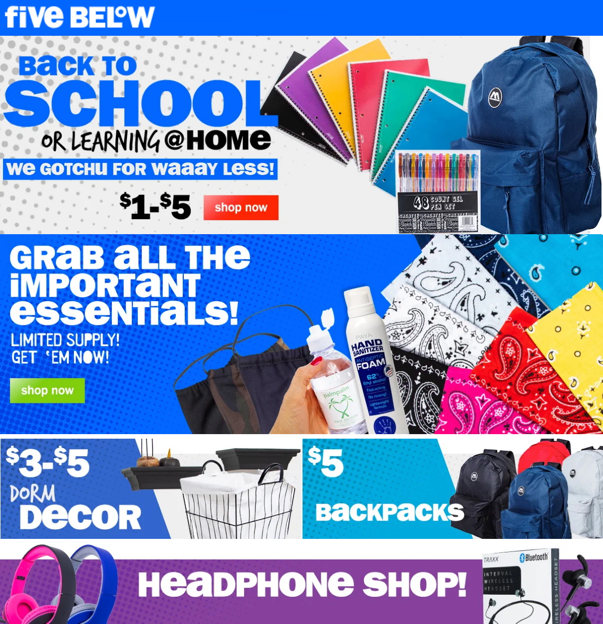 Five Below Ad from 07/15/2020