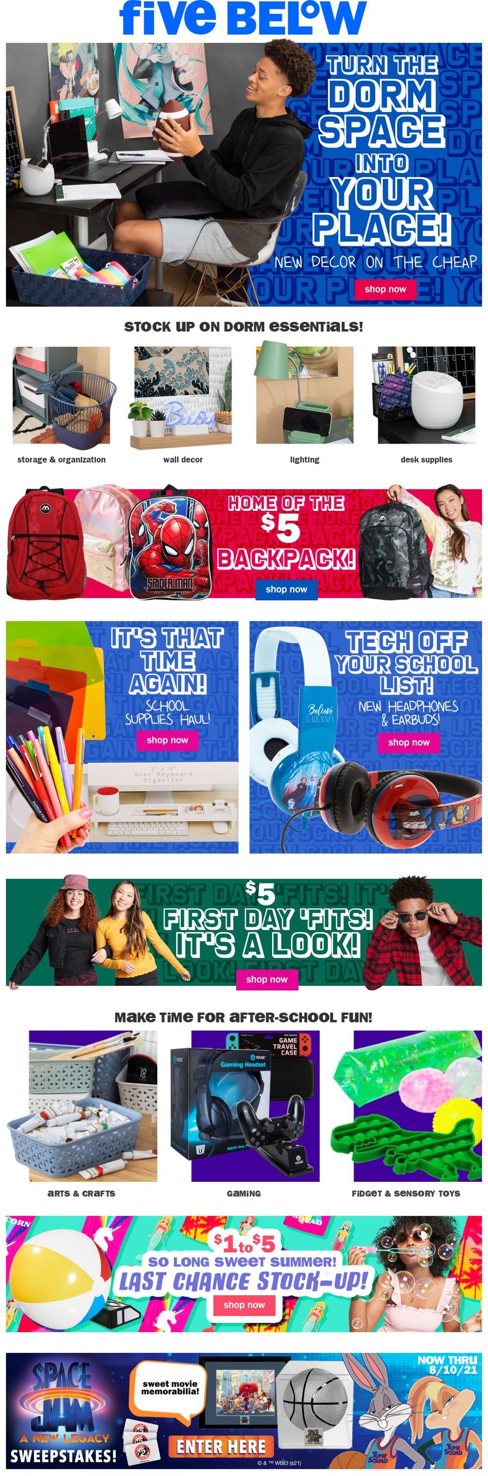 Five Below Ad from 08/04/2021