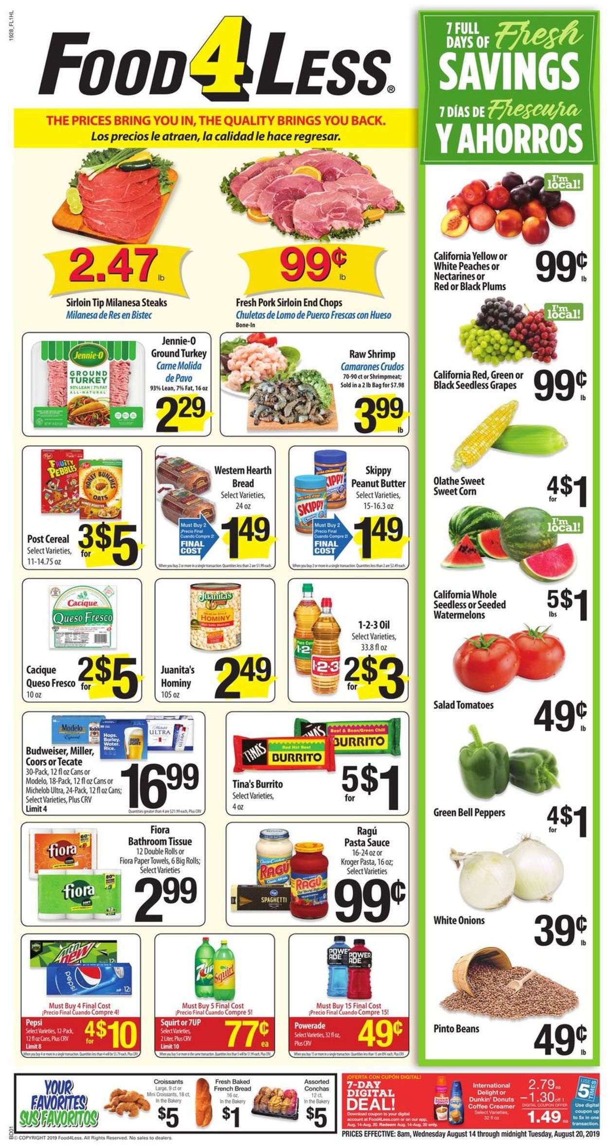 Food 4 Less Ad from 08/14/2019