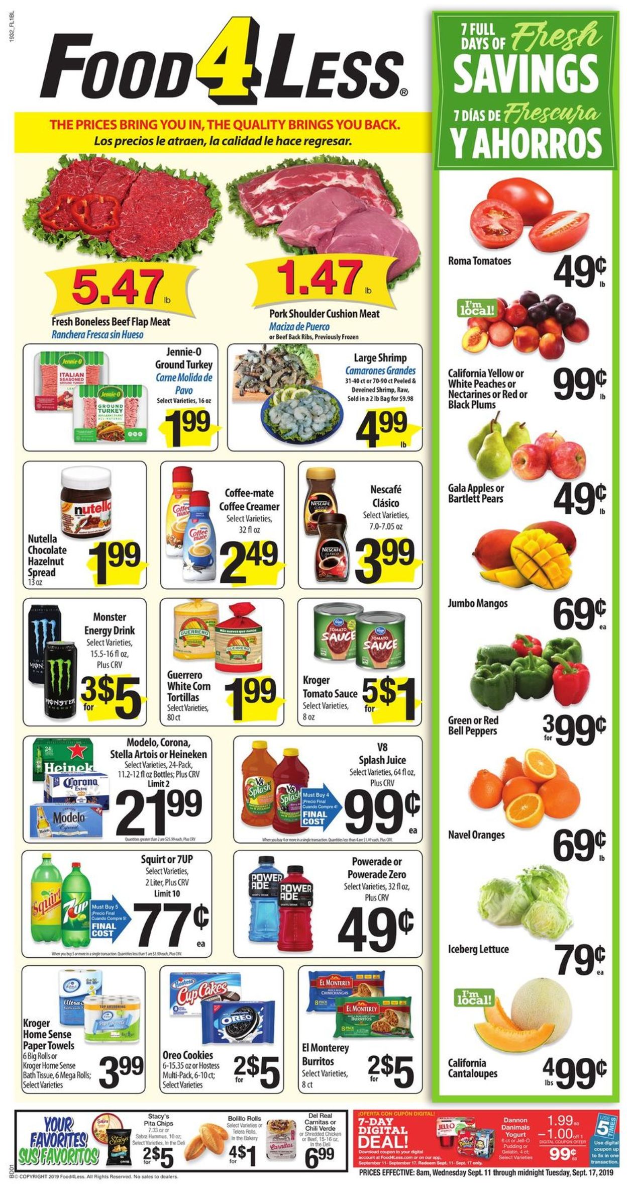 Food 4 Less Ad from 09/11/2019