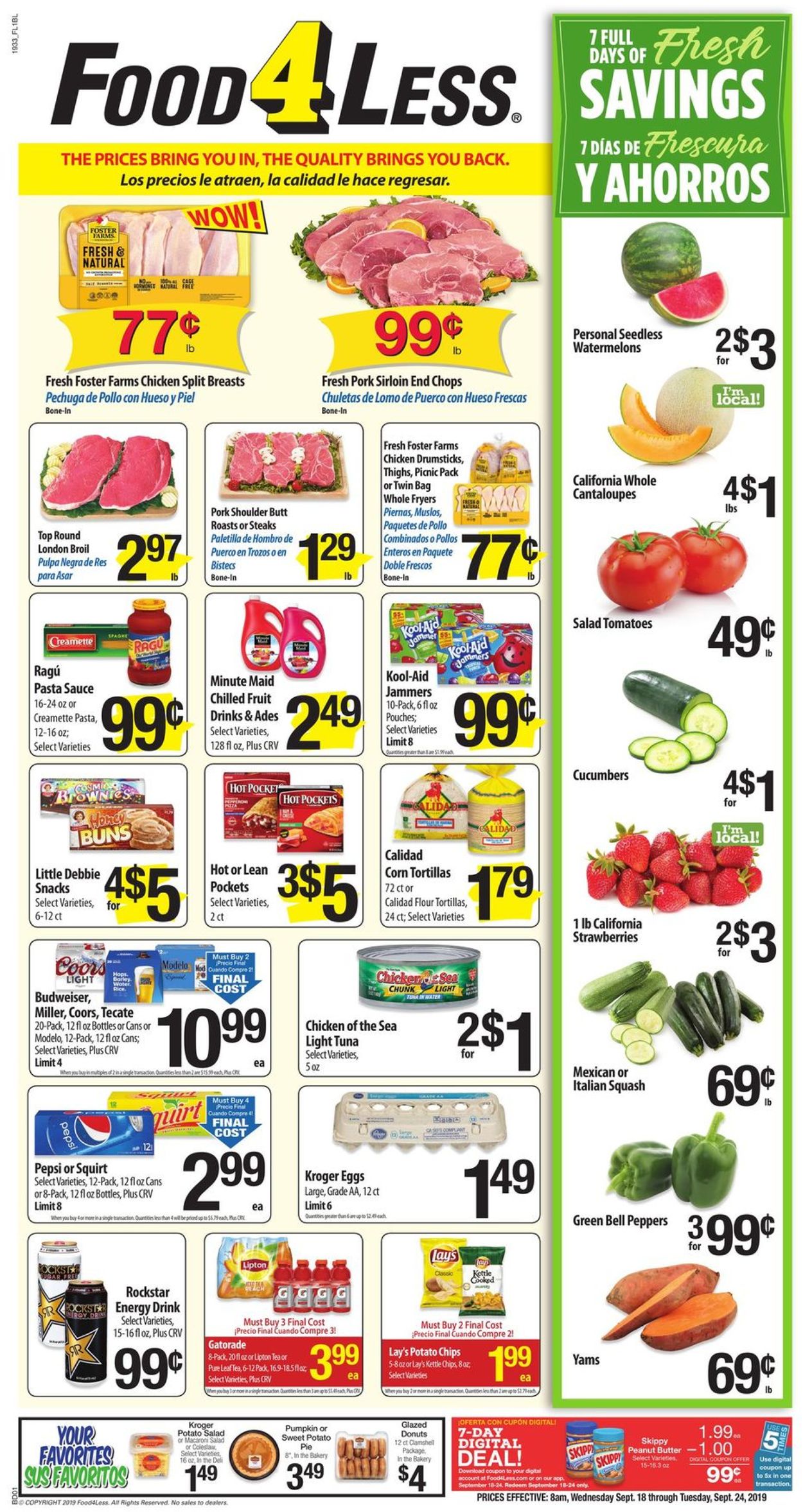 Food 4 Less Ad from 09/18/2019