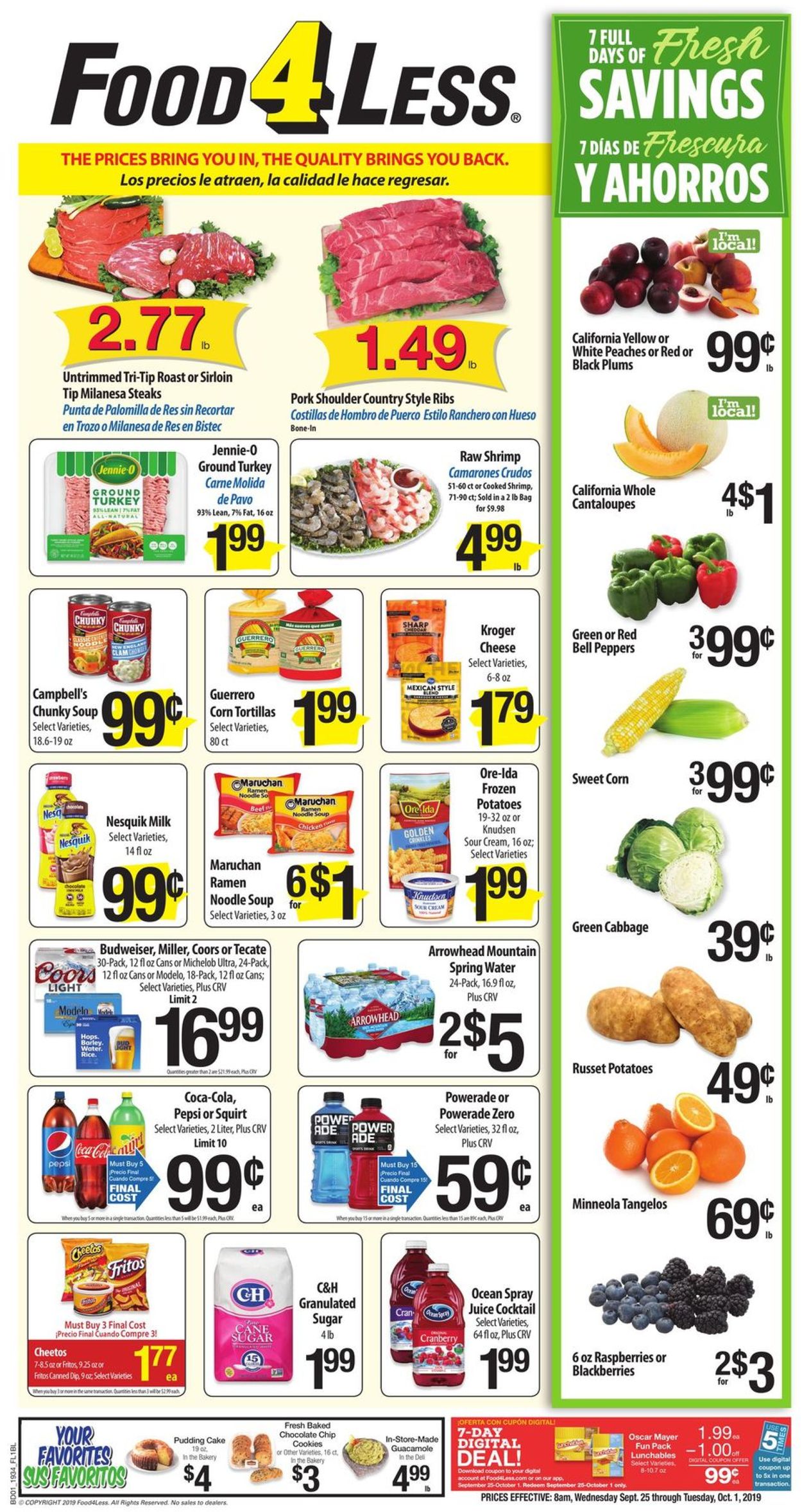 Food 4 Less Ad from 09/25/2019