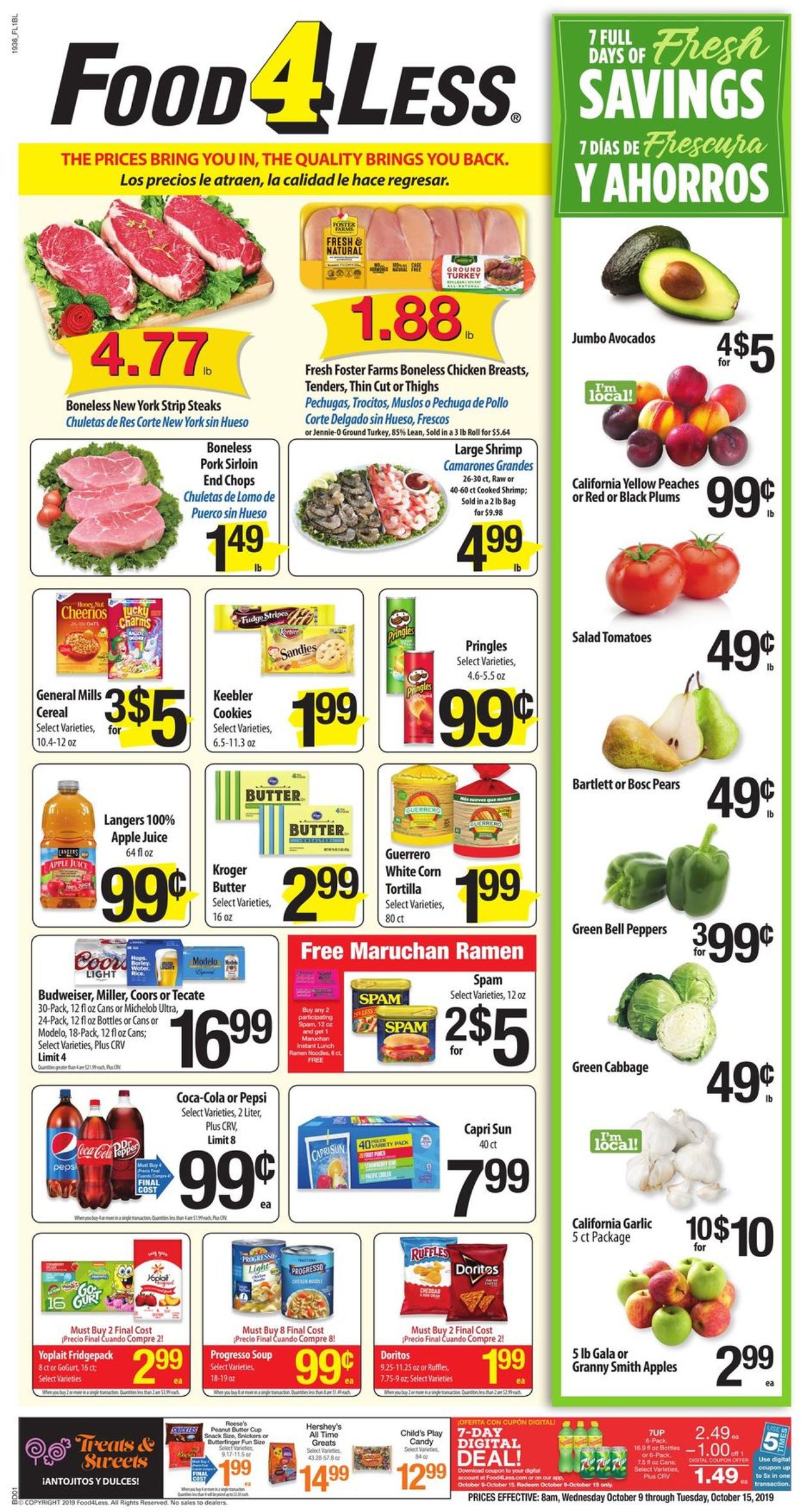 Food 4 Less Ad from 10/09/2019