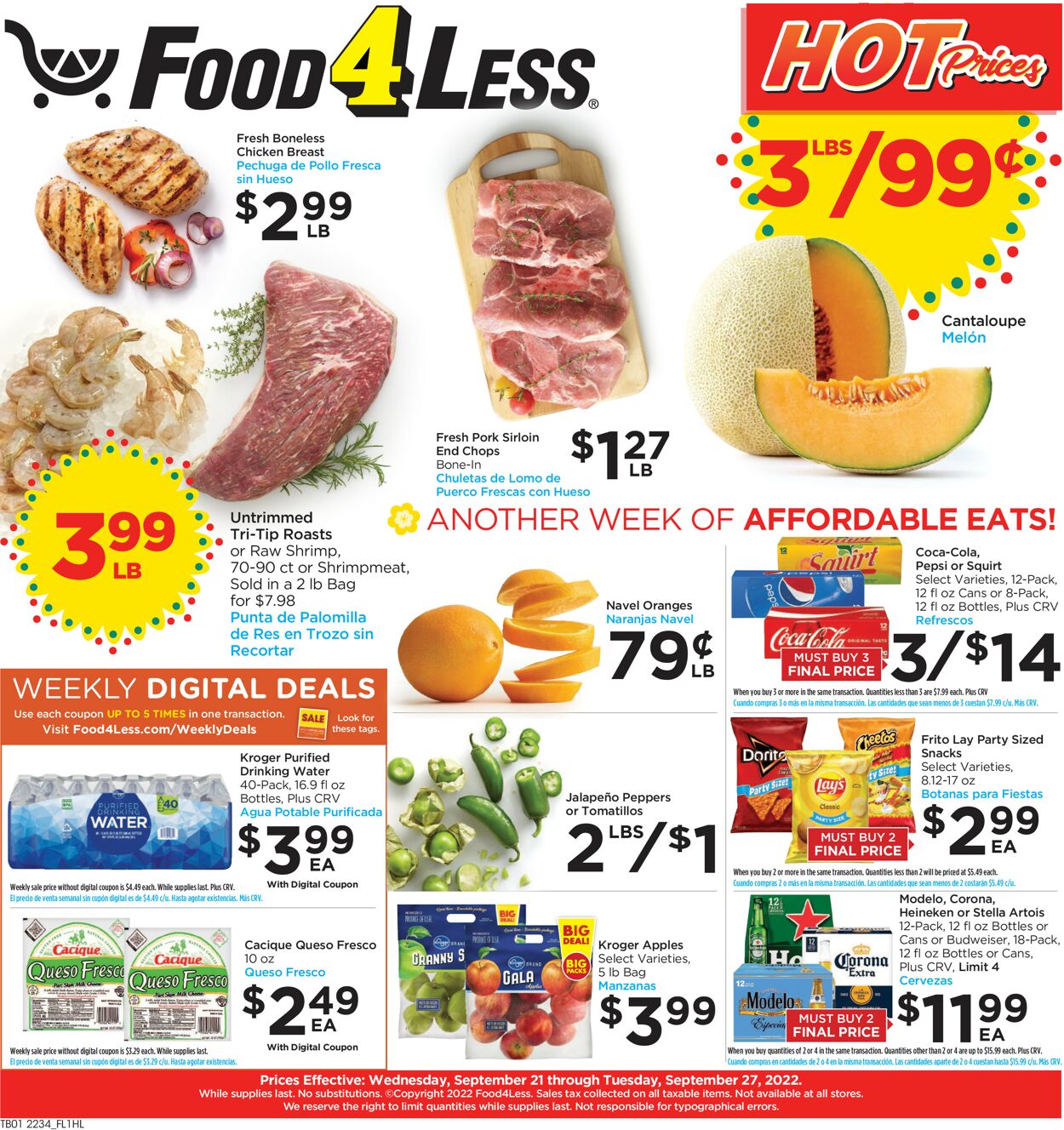 Food 4 Less Ad from 09/21/2022