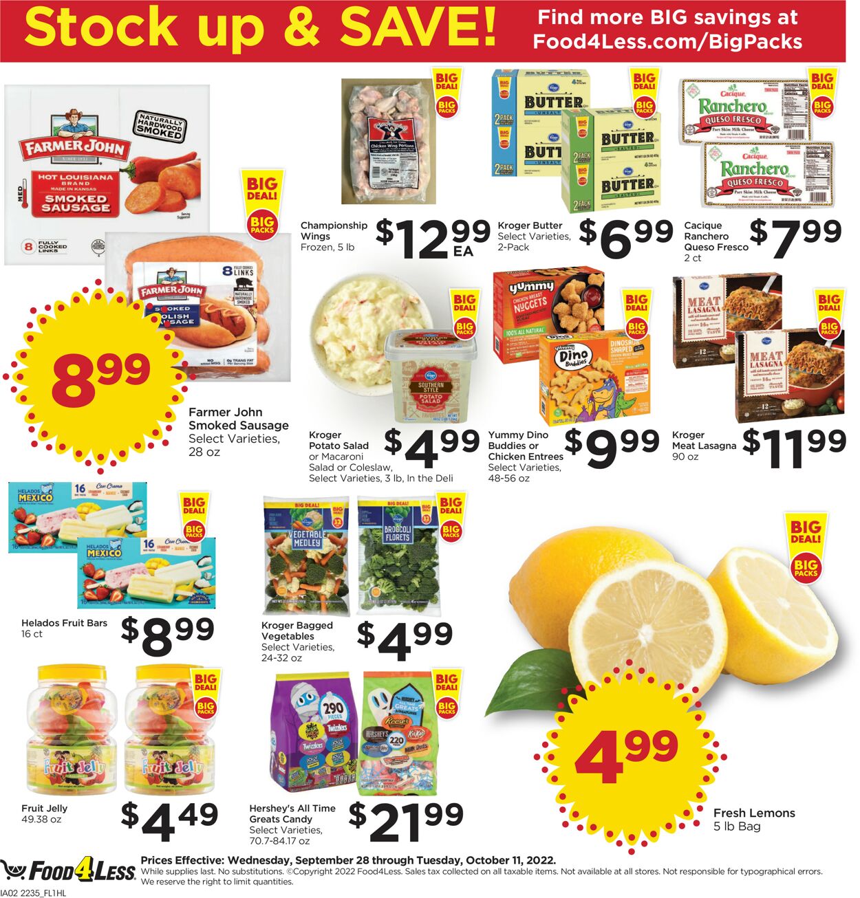 Food 4 Less Ad from 09/28/2022