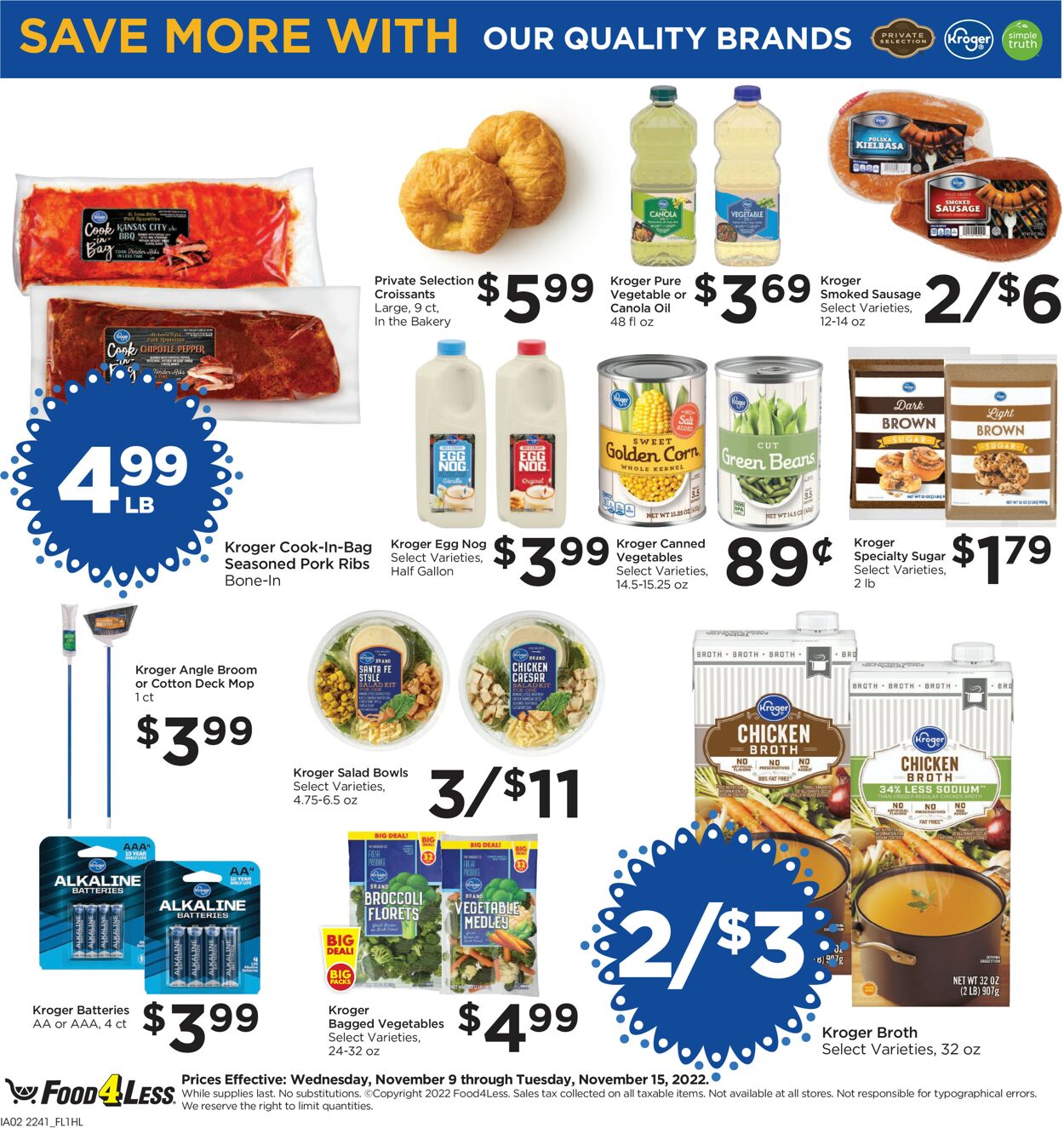 Food 4 Less Ad from 11/09/2022