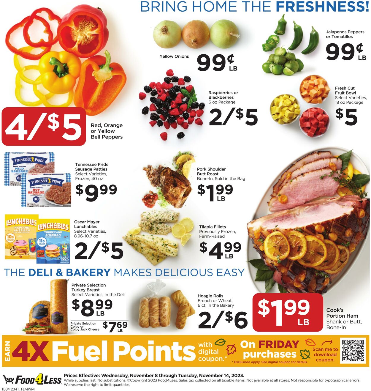 Food 4 Less Ad from 11/08/2023