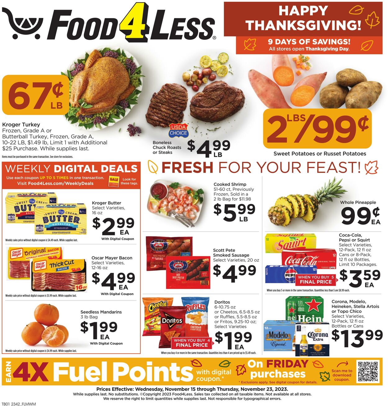 Food 4 Less Ad from 11/15/2023