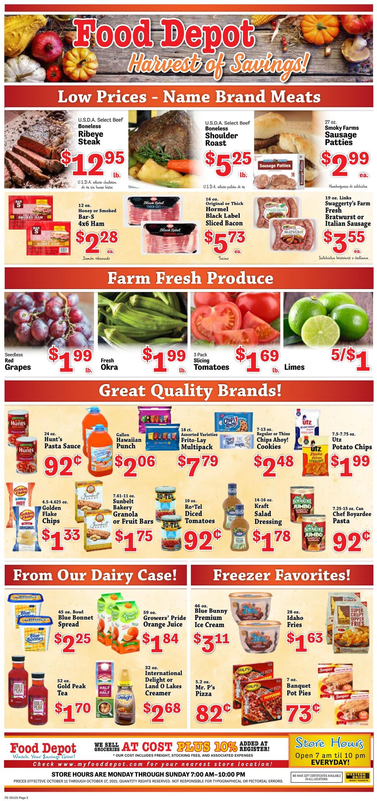 Food Depot Ad from 10/11/2021
