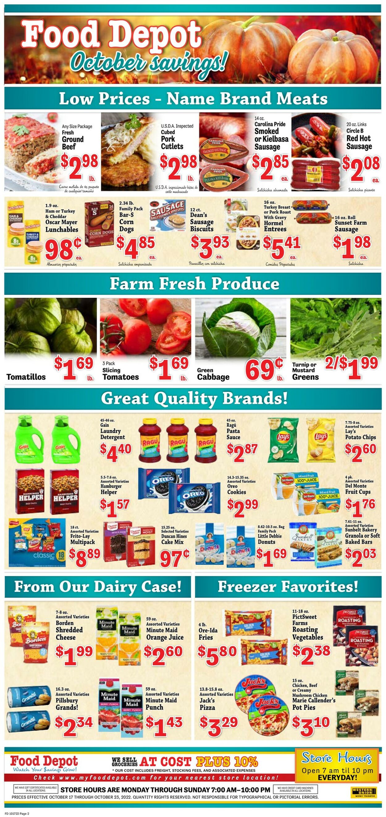 Food Depot Ad from 10/17/2022