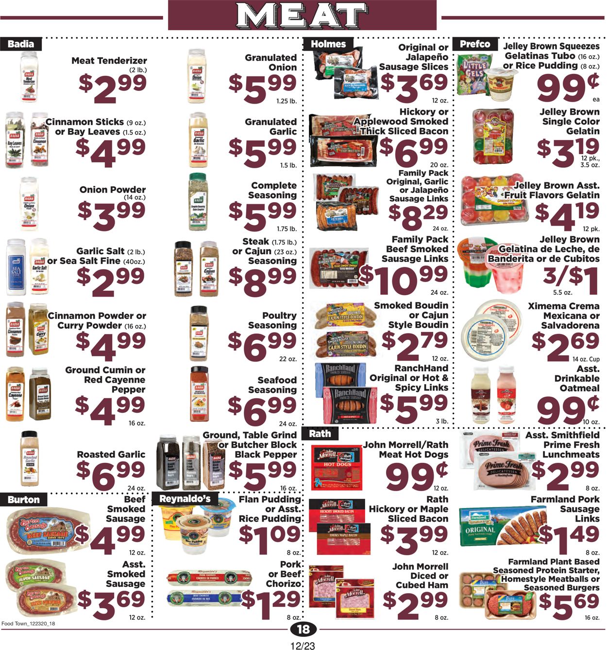 Food Town Ad from 12/23/2020