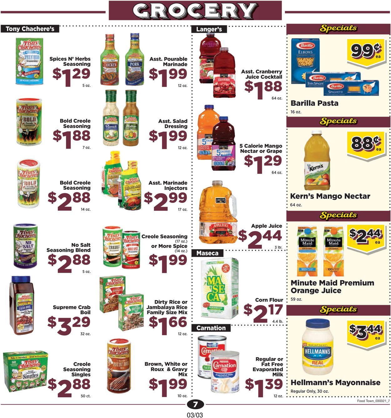 Food Town Ad from 03/03/2021