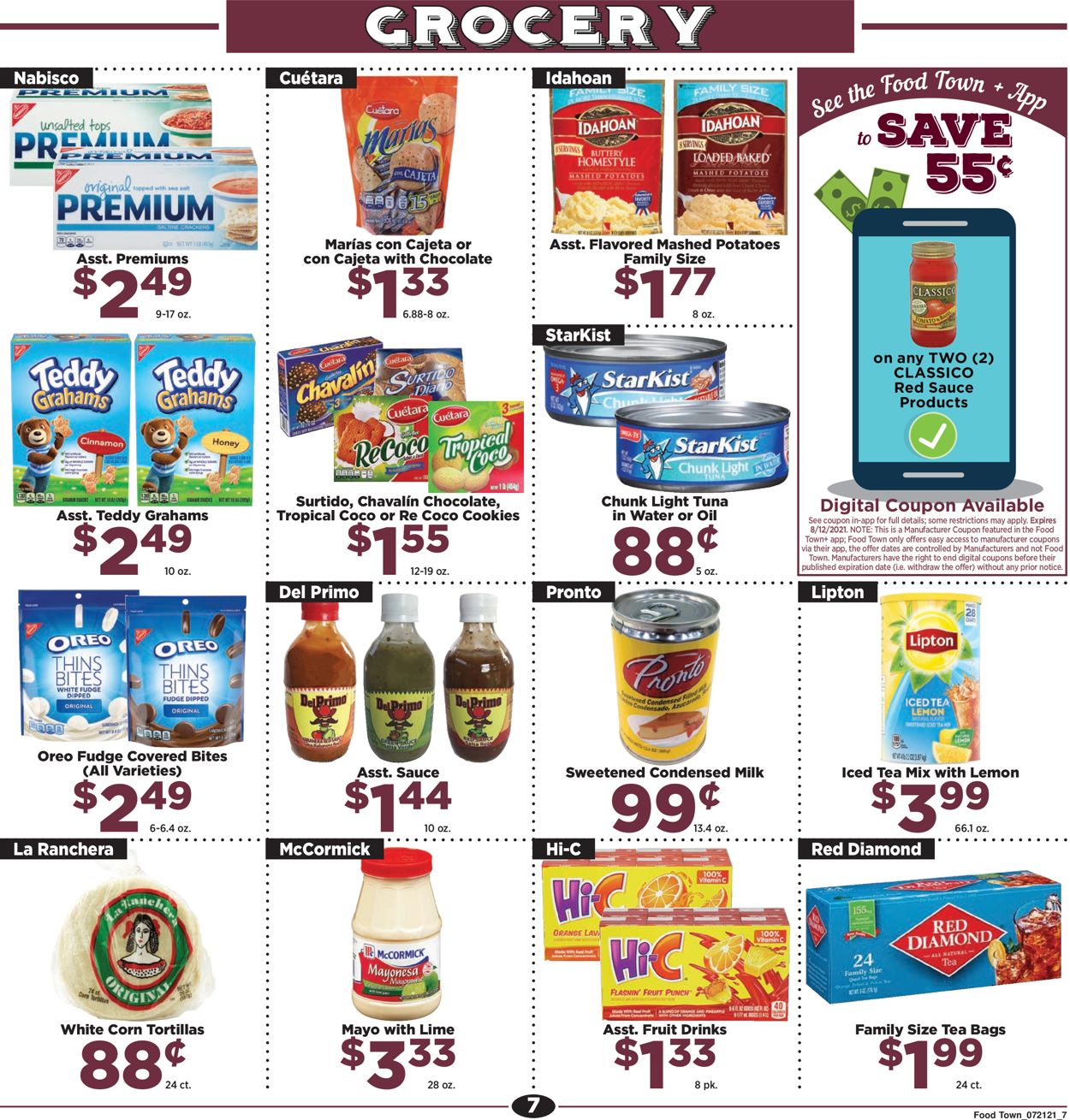 Food Town Ad from 07/21/2021