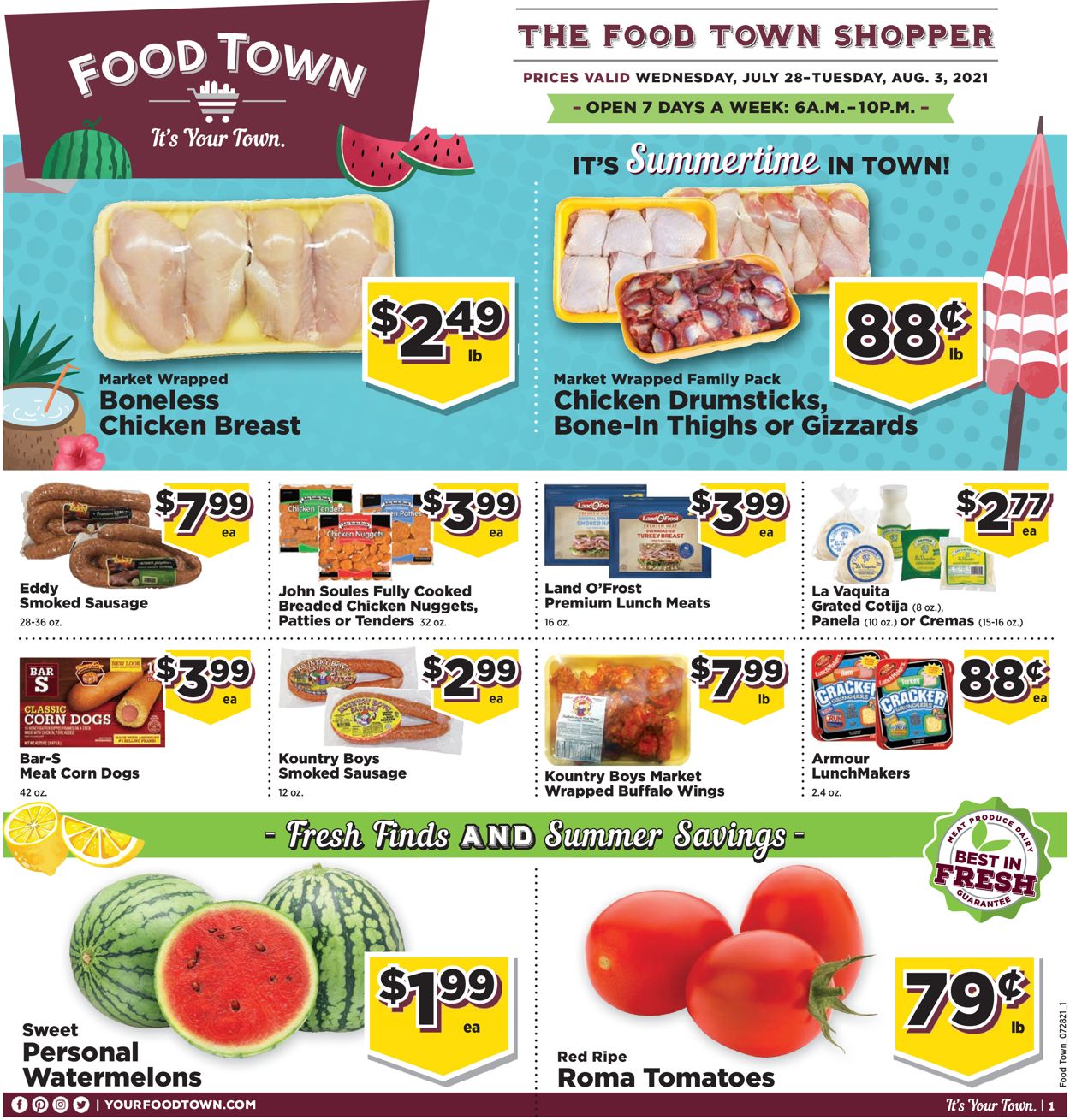 Food Town Ad from 07/28/2021