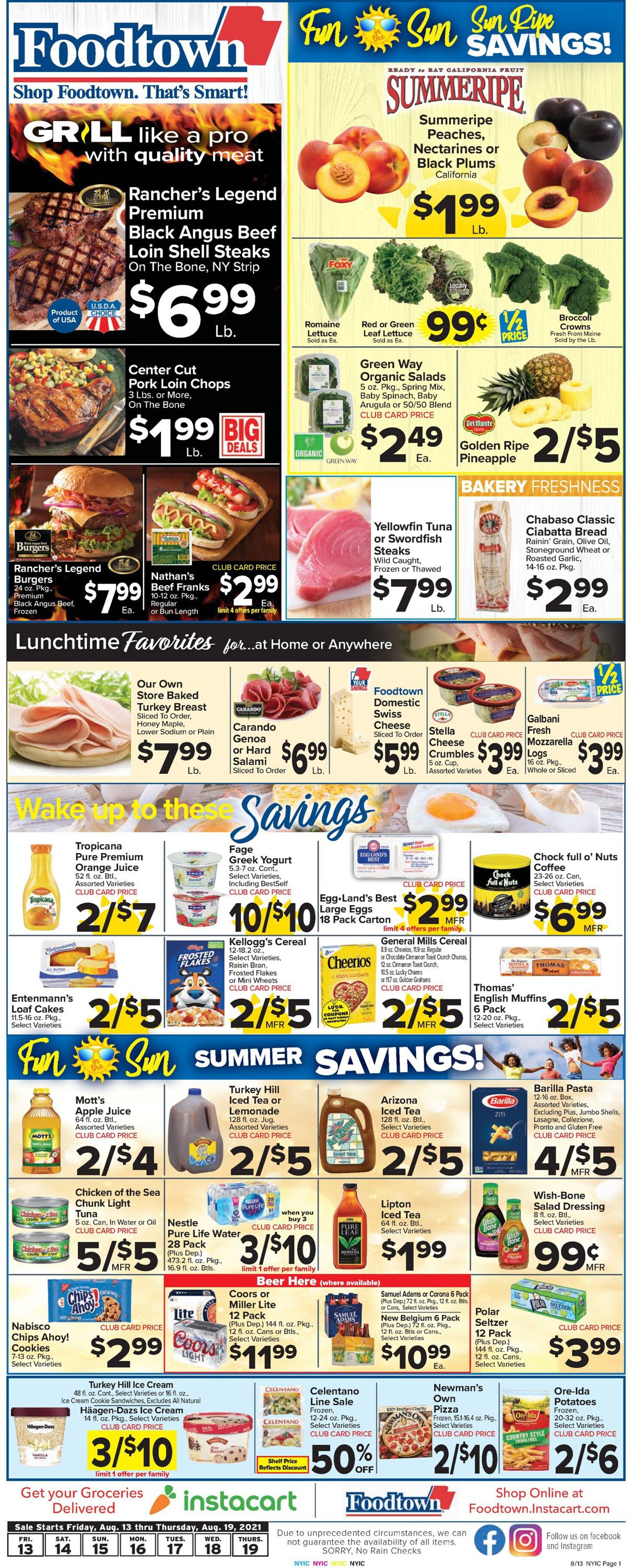Foodtown Ad from 08/13/2021