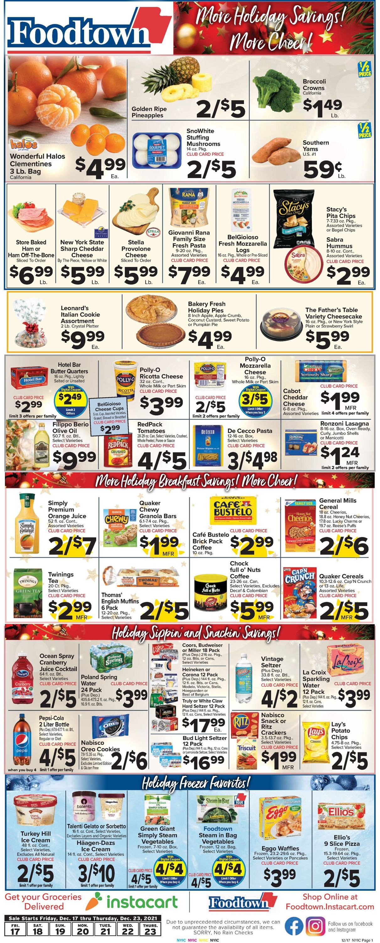 Foodtown Ad from 12/17/2021