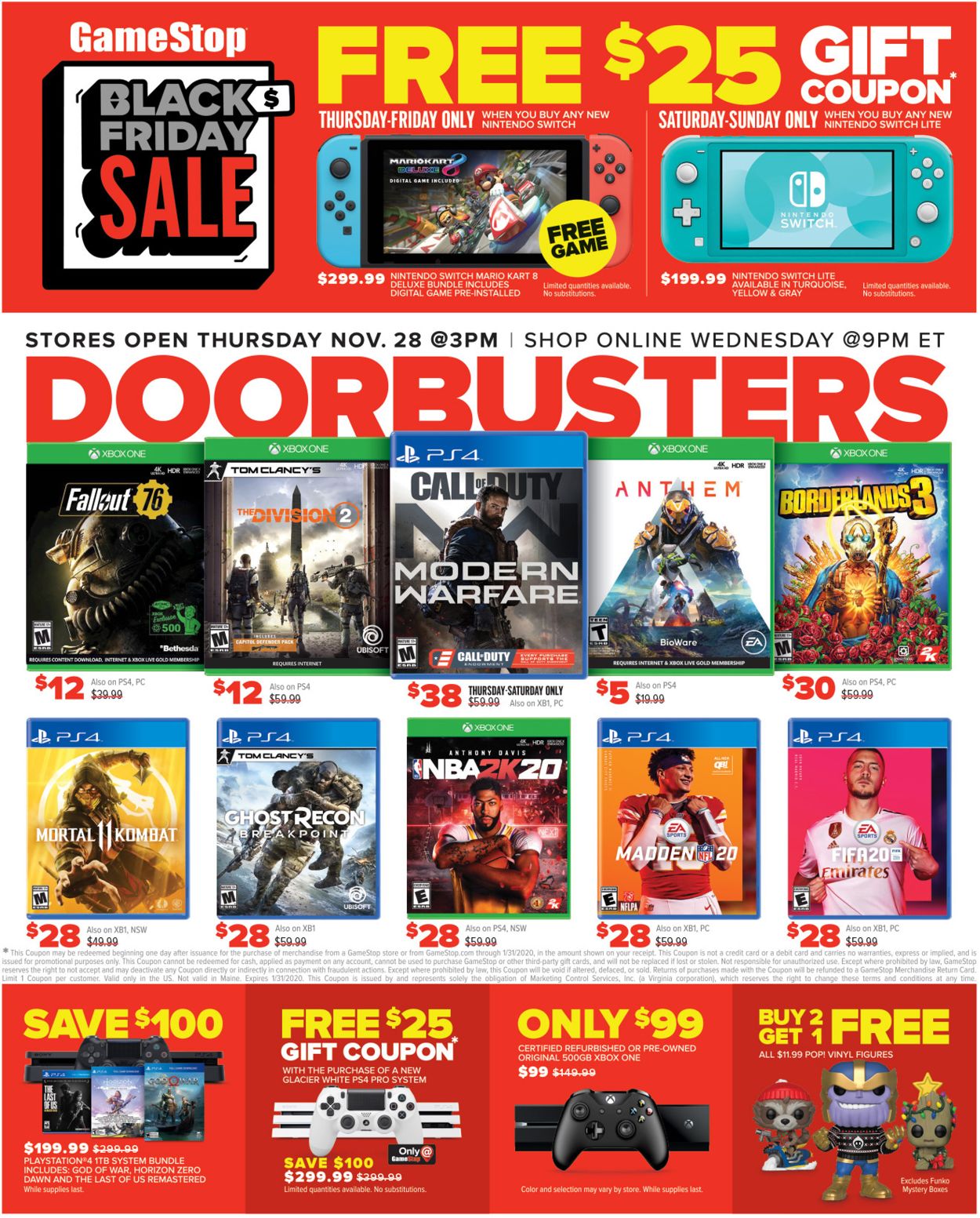 Game Stop Ad from 11/28/2019
