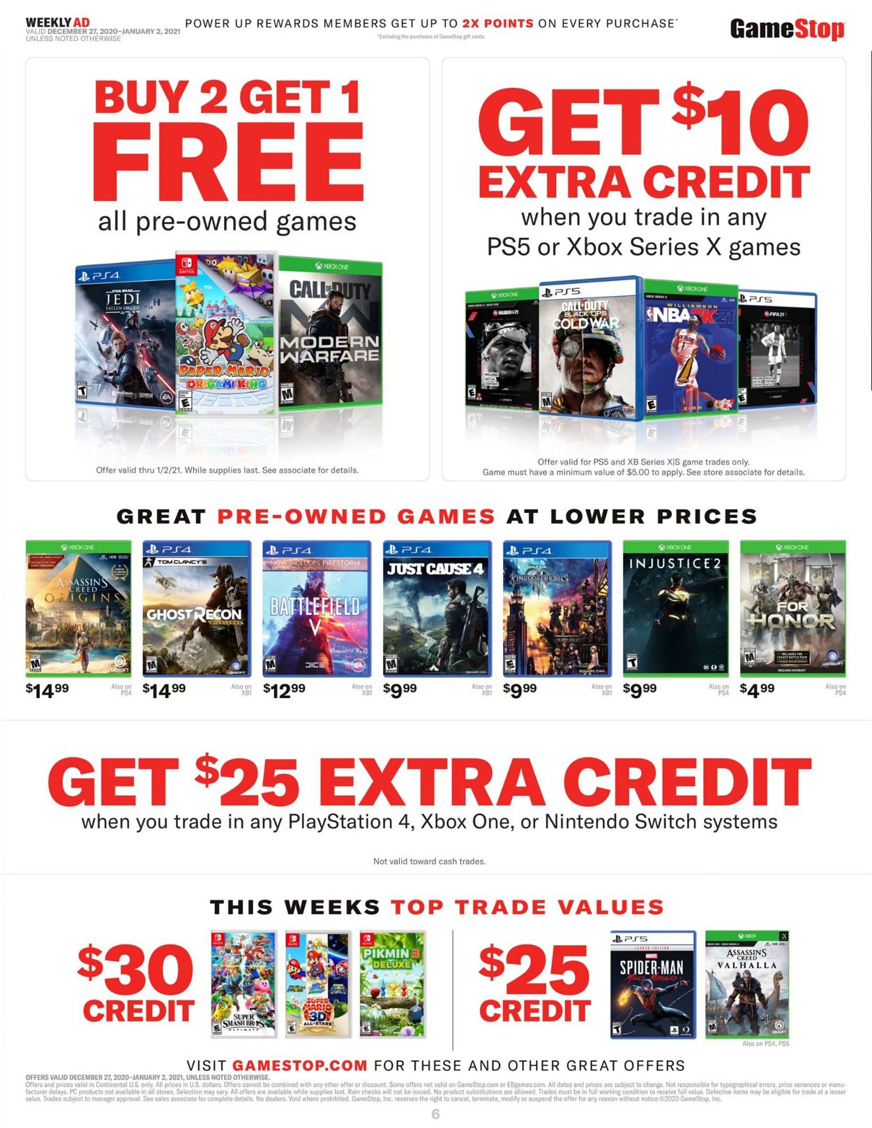 Game Stop Ad from 12/27/2020