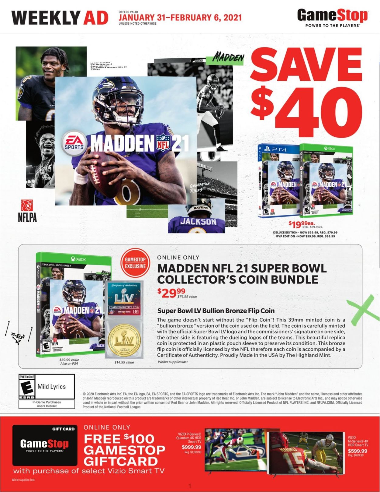 Game Stop Ad from 01/31/2021