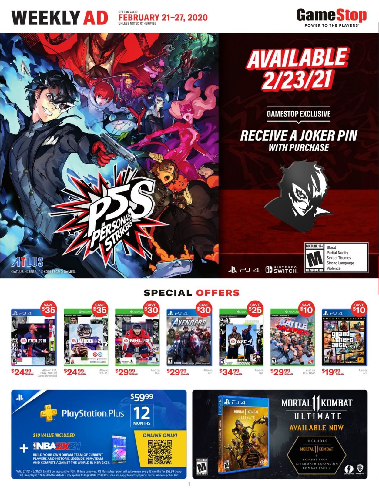Game Stop Ad from 02/21/2021