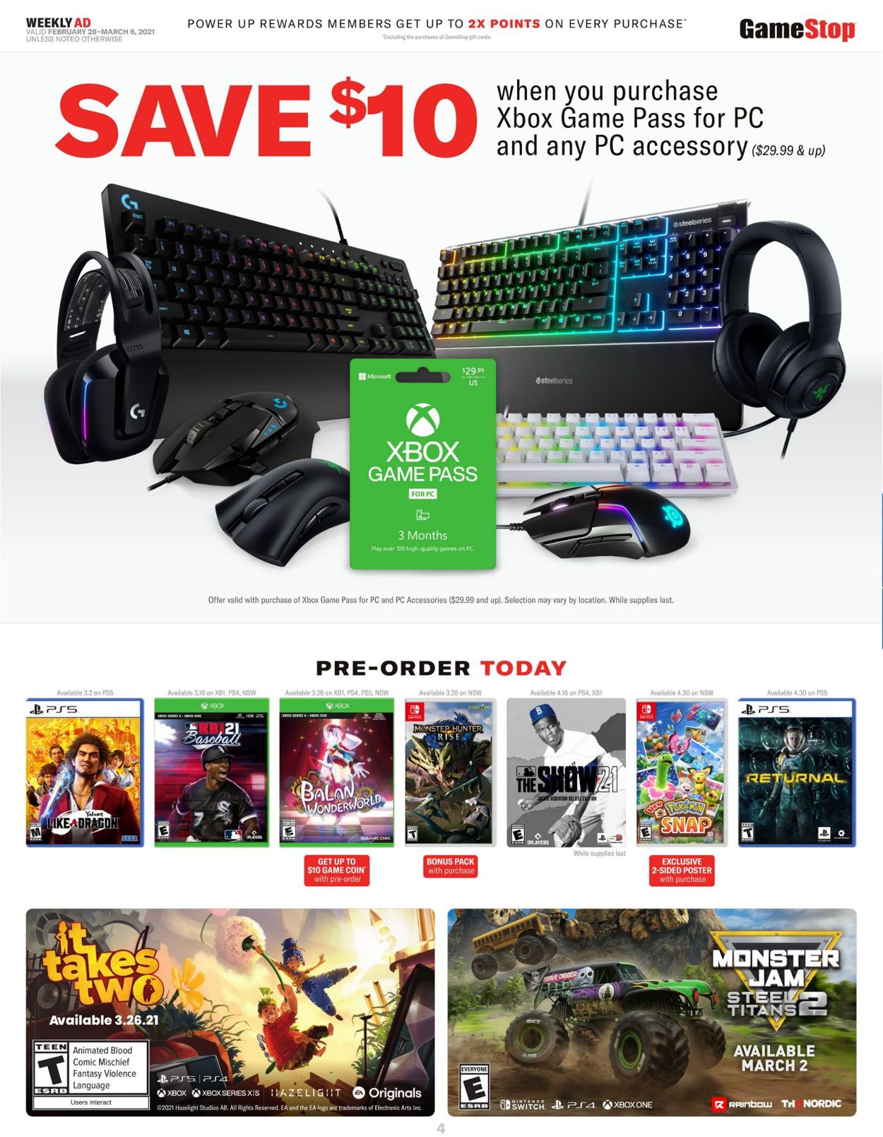 Game Stop Ad from 02/28/2021