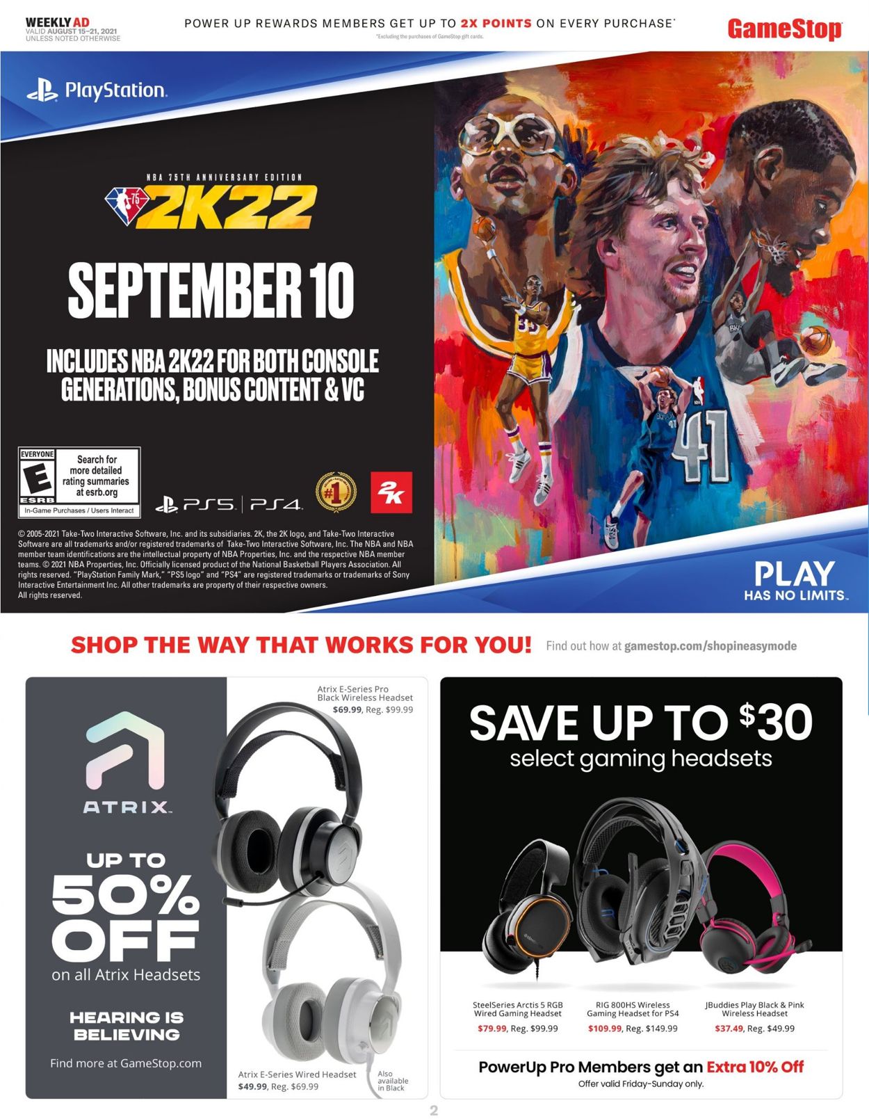 Game Stop Ad from 08/15/2021