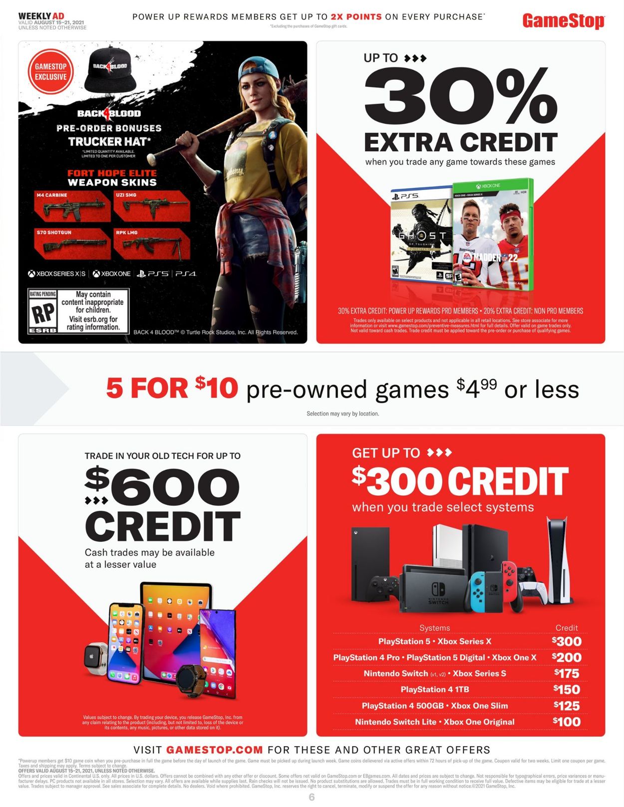 Game Stop Ad from 08/15/2021