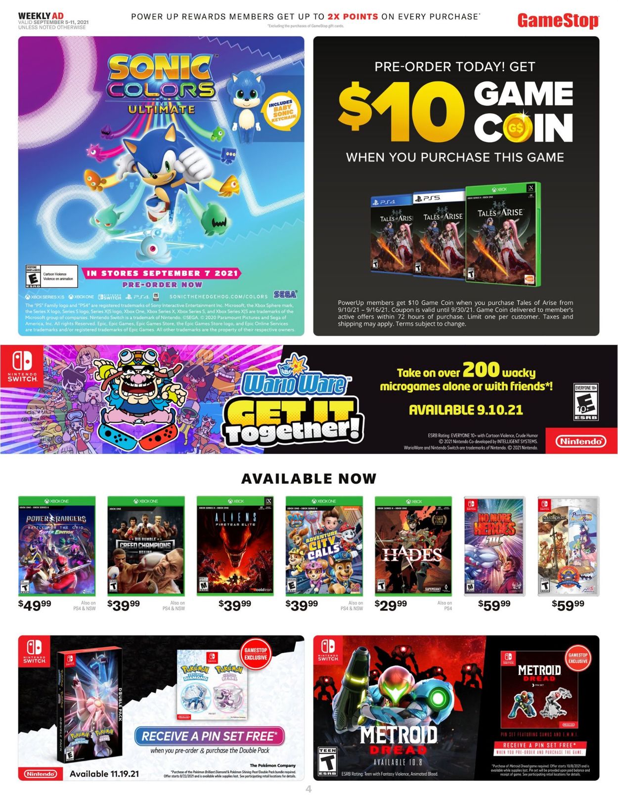 Game Stop Ad from 09/05/2021