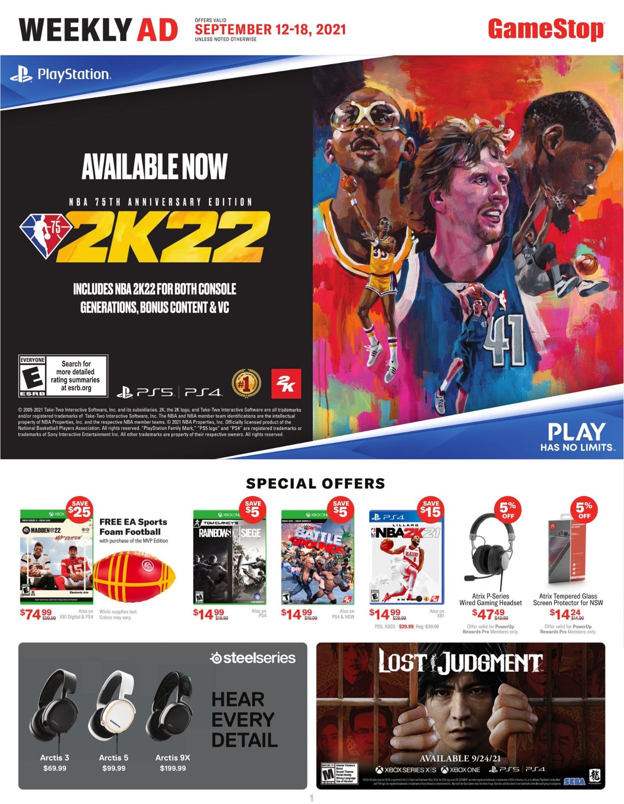 Game Stop Ad from 09/12/2021