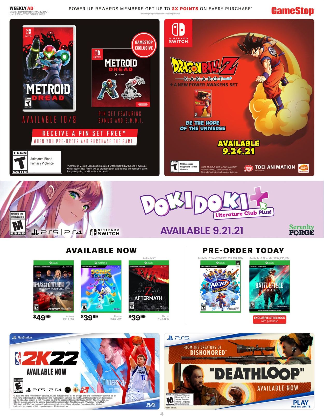 Game Stop Ad from 09/19/2021