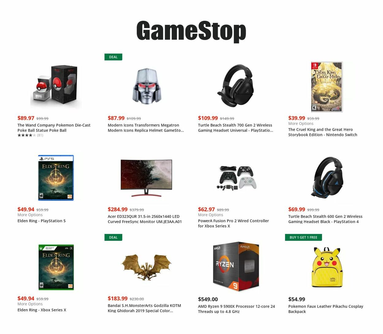 Game Stop Ad from 09/28/2022