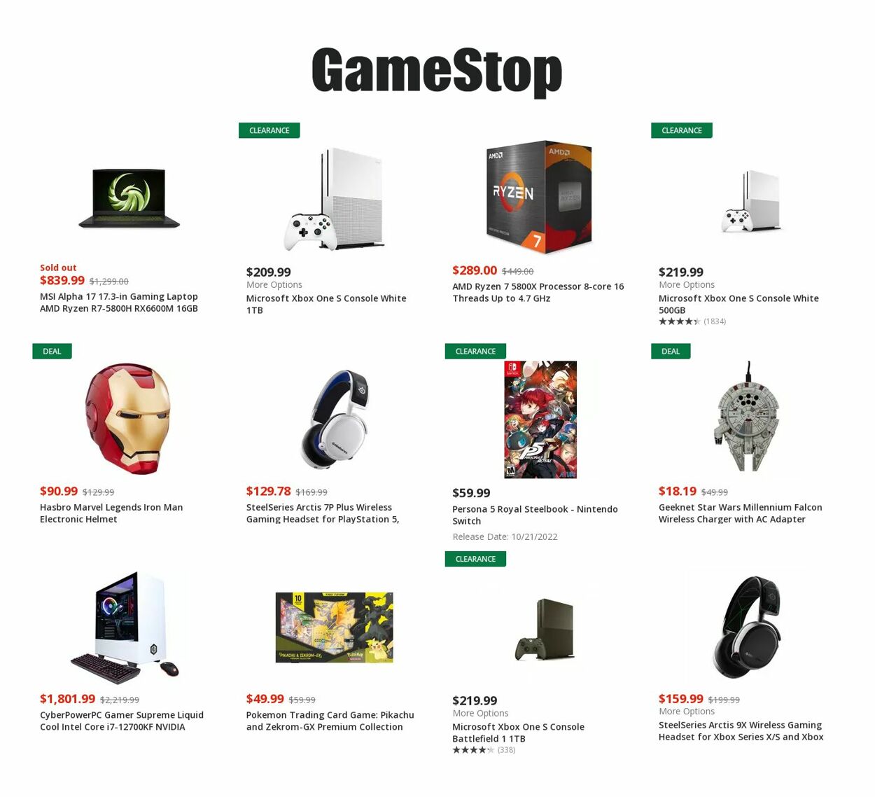 Game Stop Ad from 10/05/2022
