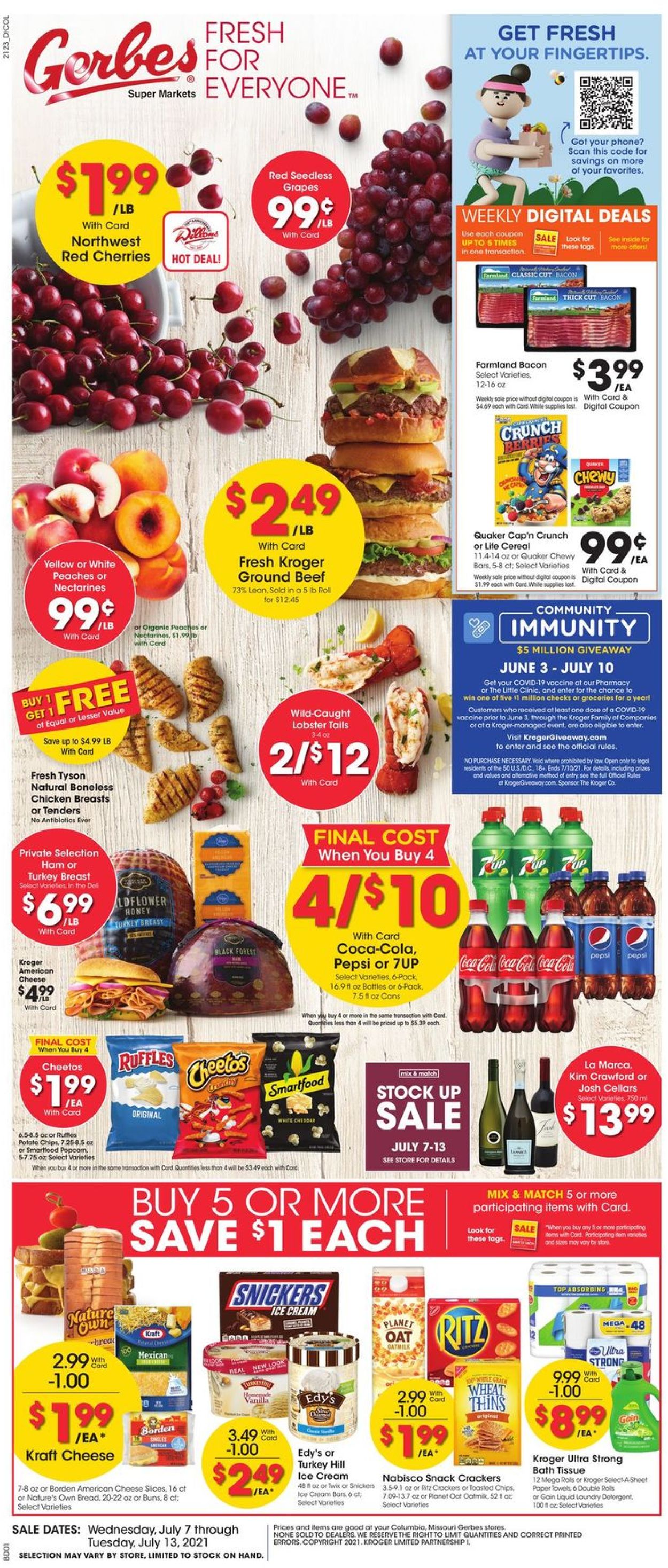 Gerbes Super Markets Ad from 07/07/2021