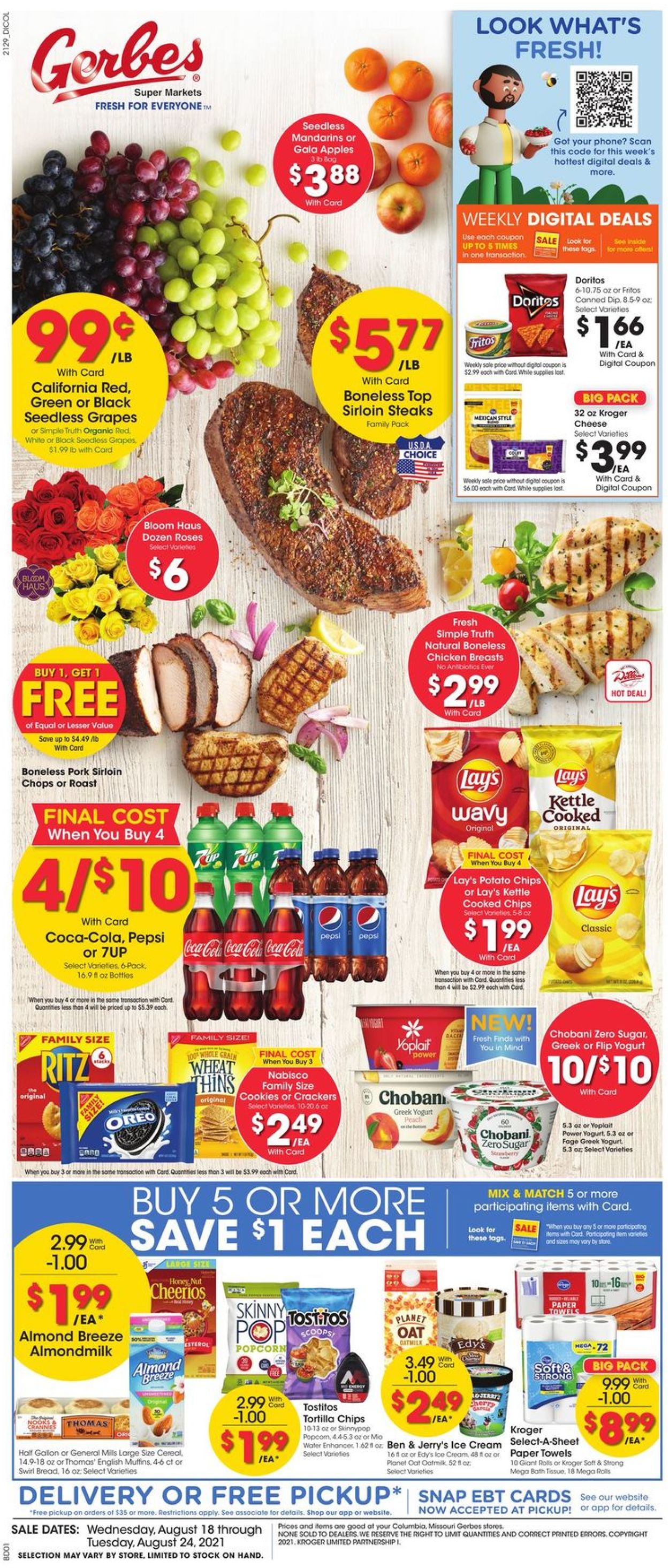 Gerbes Super Markets Ad from 08/18/2021