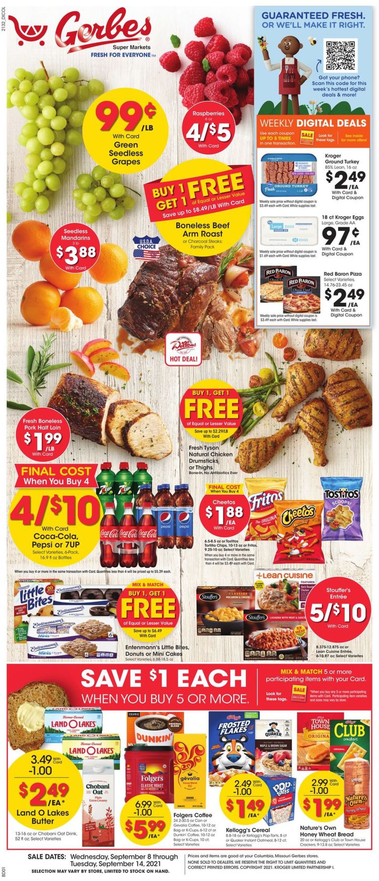 Gerbes Super Markets Ad from 09/08/2021