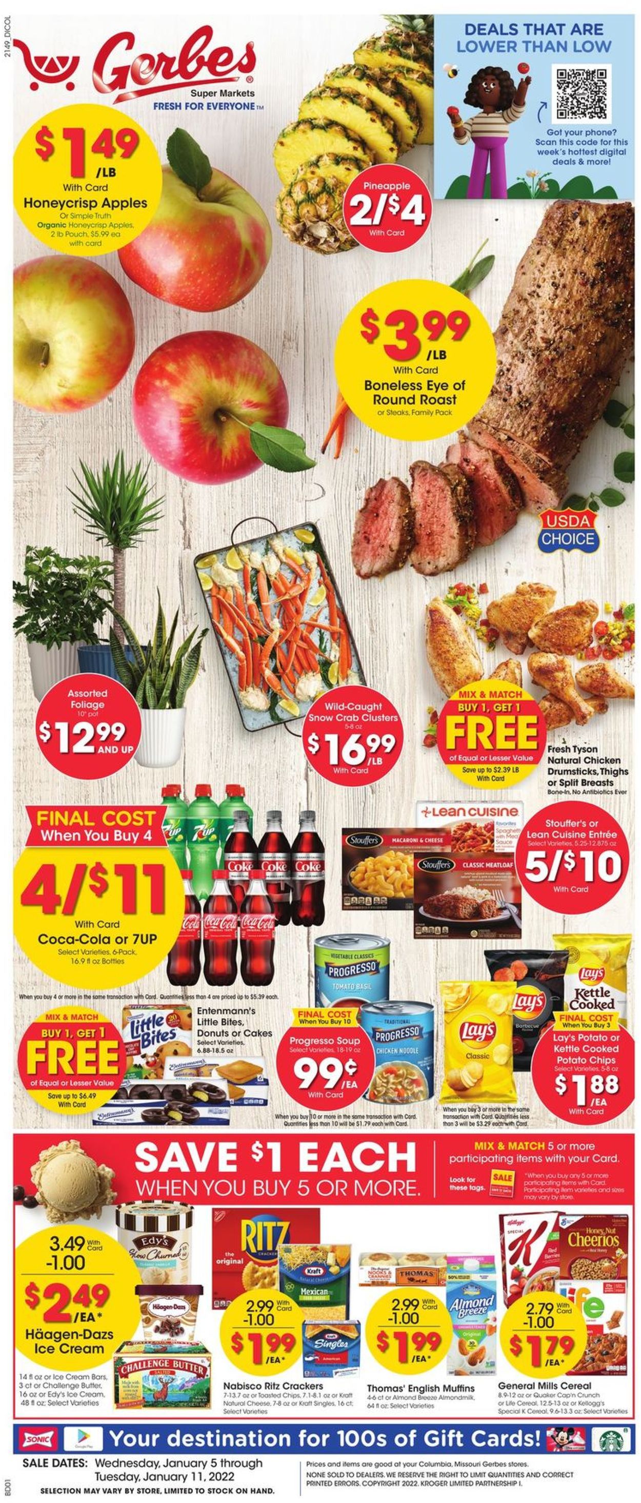 Gerbes Super Markets Ad from 01/05/2022