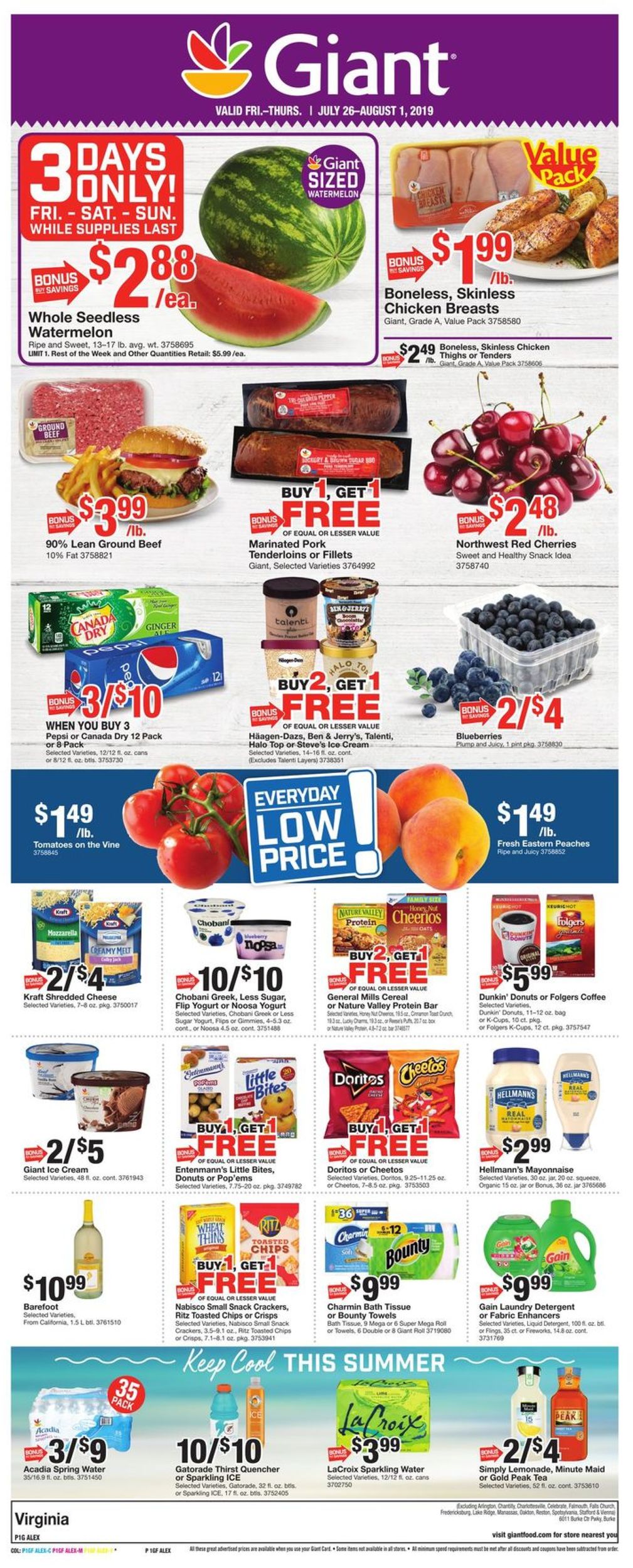 Giant Food Ad from 07/26/2019