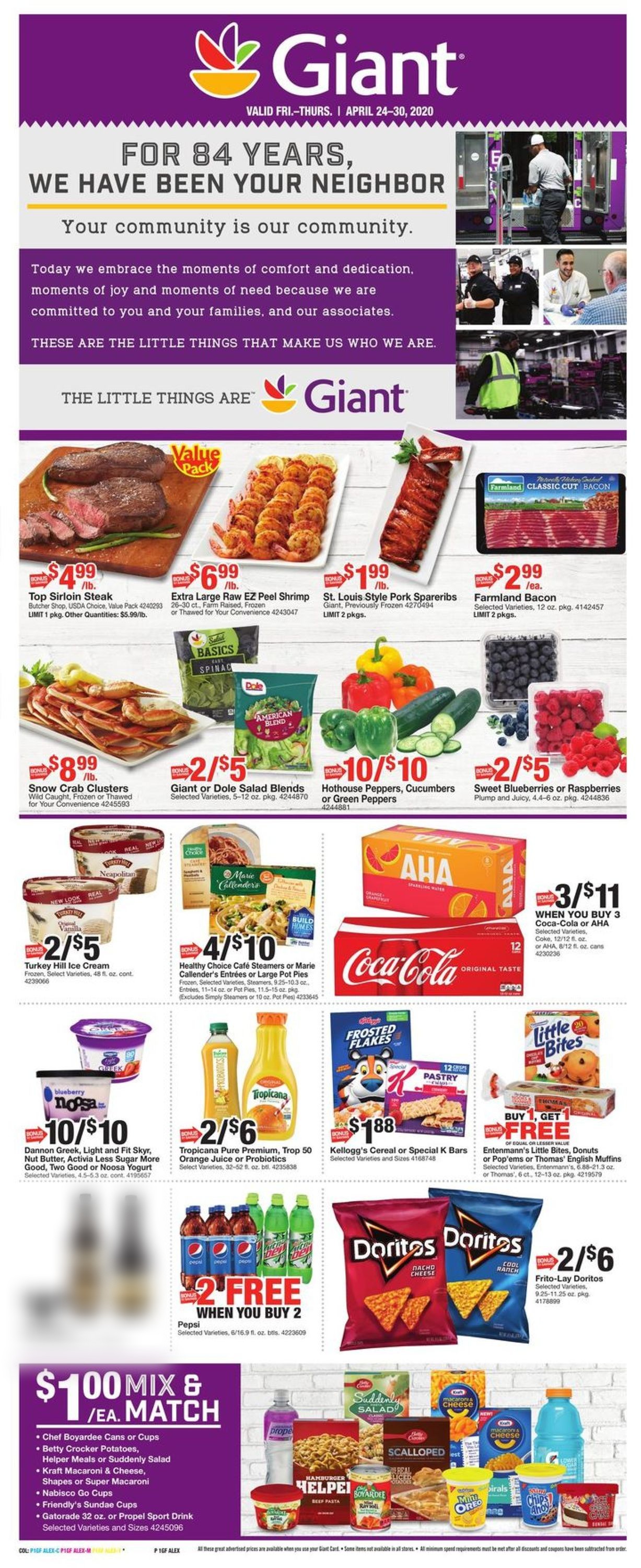 Giant Food Ad from 04/24/2020