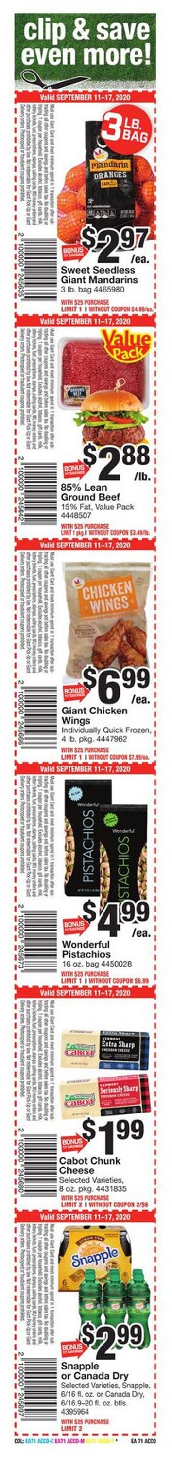 Giant Food Ad from 09/11/2020