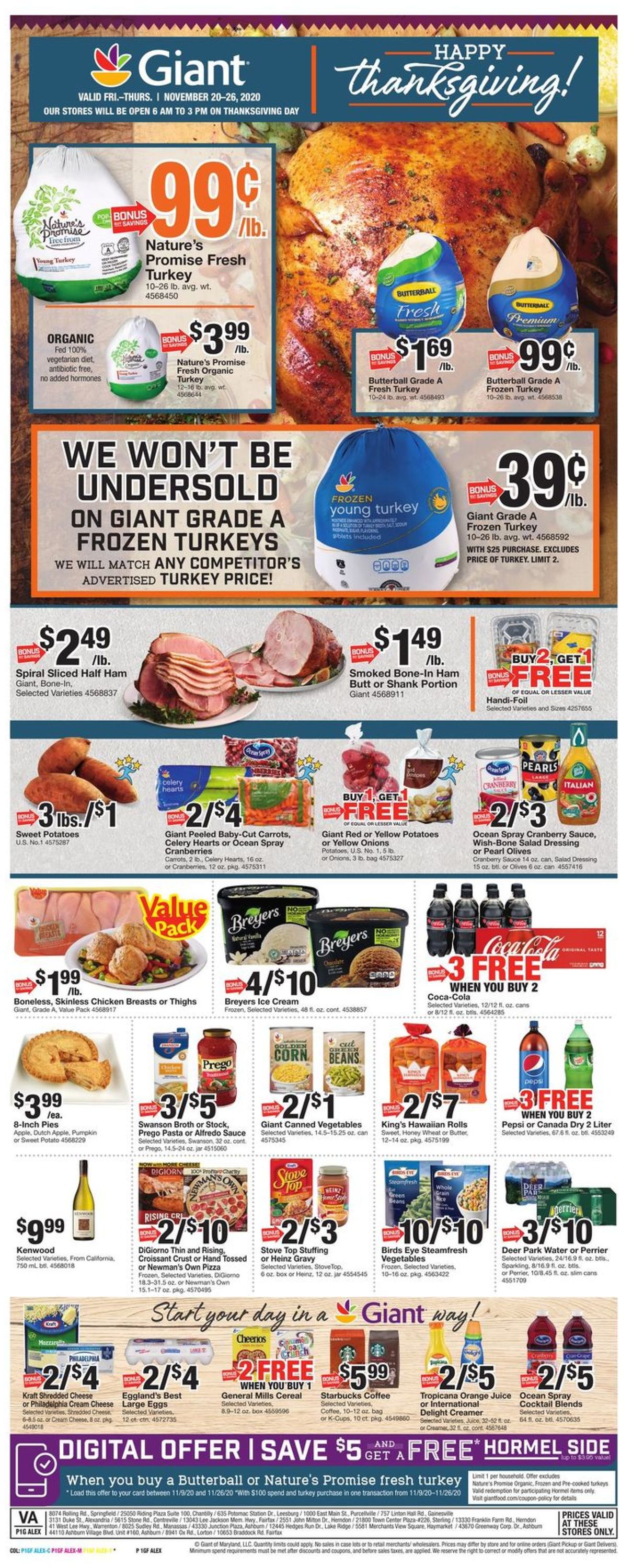 Giant Food Ad from 11/20/2020