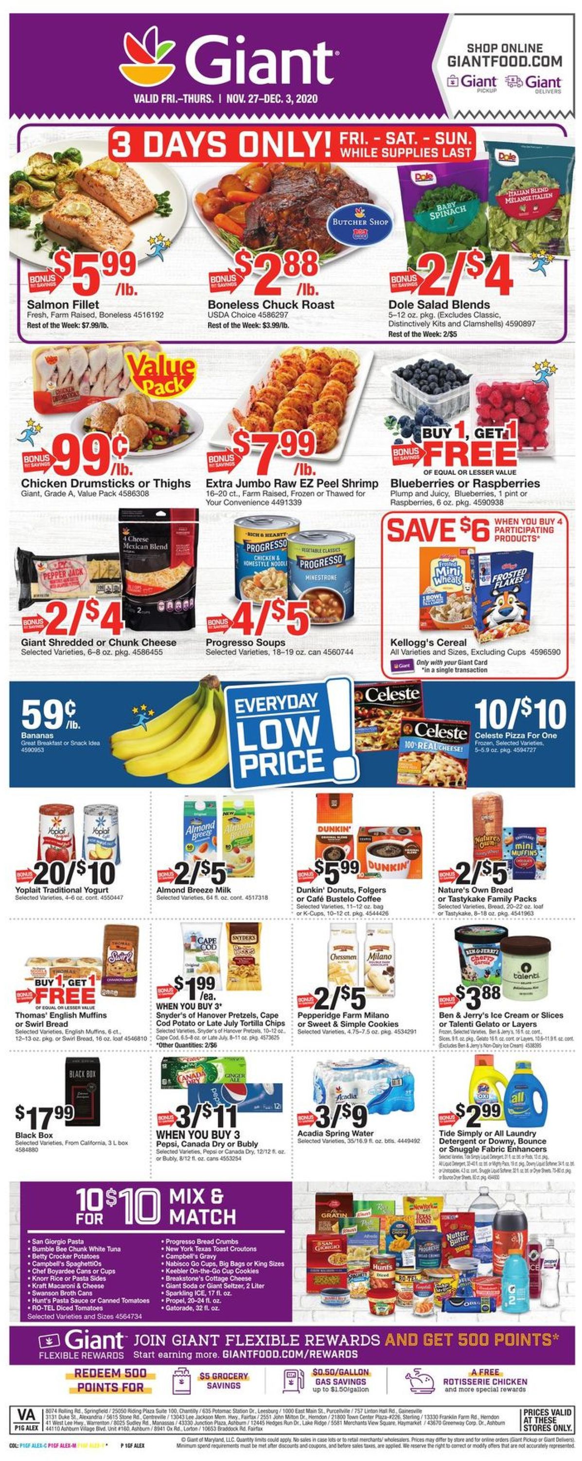 Giant Food Ad from 11/27/2020