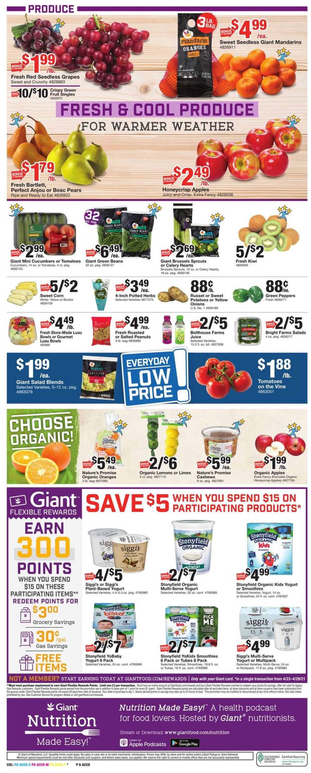 Giant Food Ad from 04/23/2021