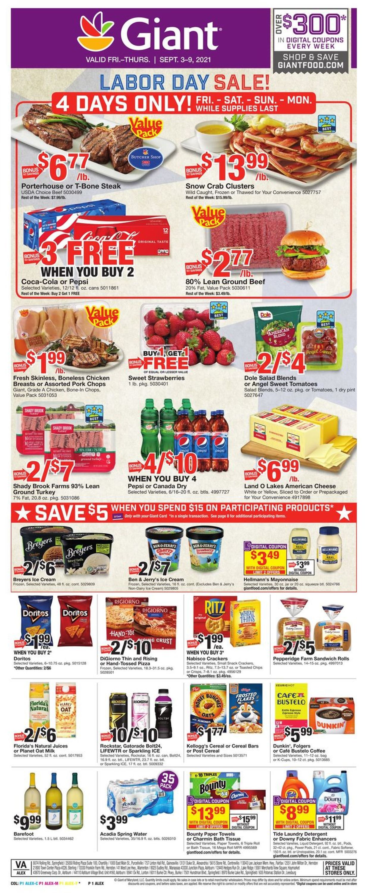 Giant Food Ad from 09/03/2021