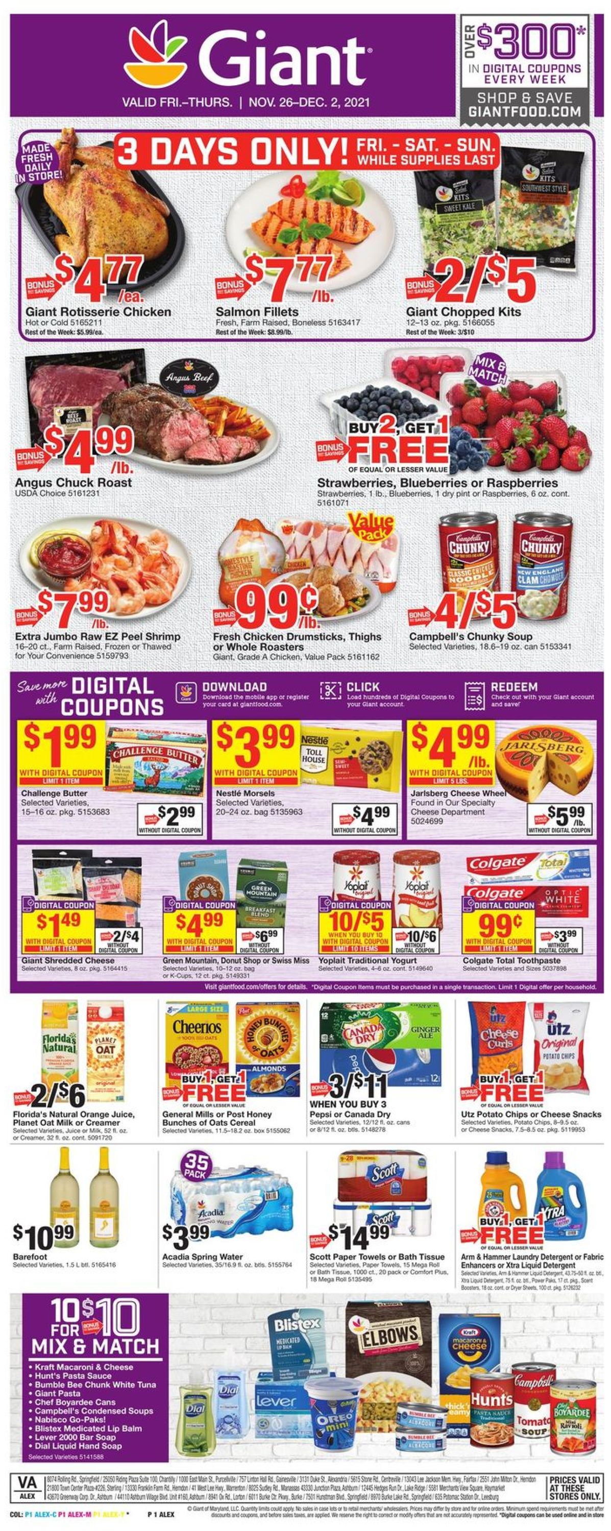 Giant Food Ad from 11/26/2021
