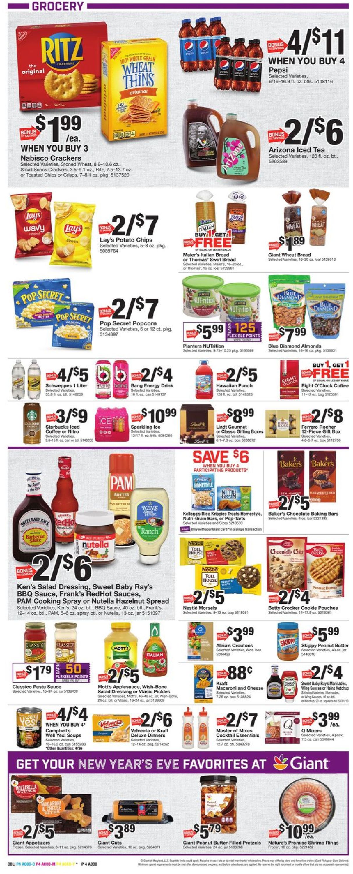 Giant Food Ad from 12/26/2021