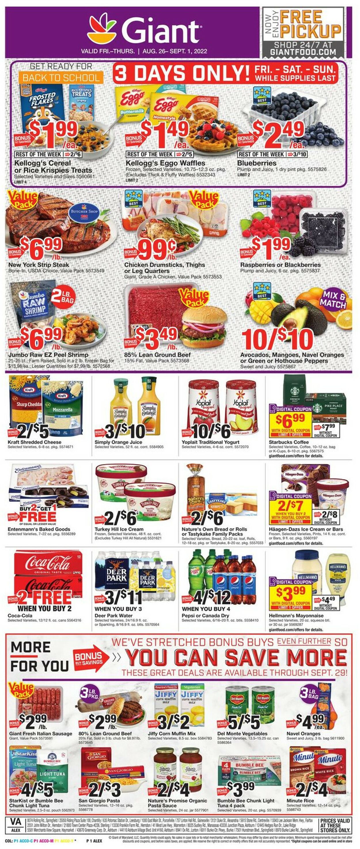 Giant Food Ad from 08/26/2022