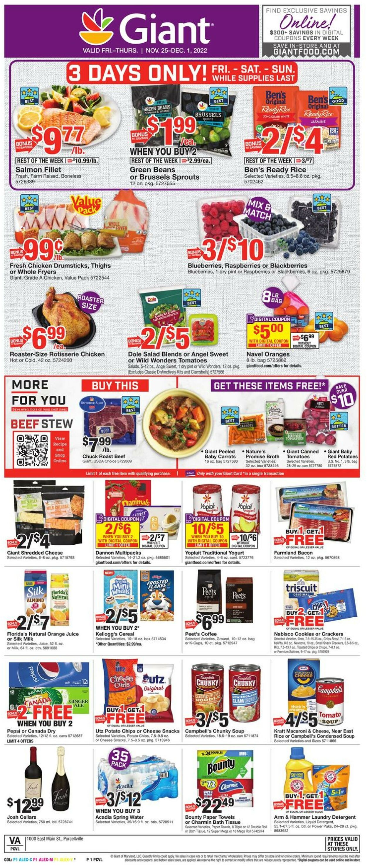 Giant Food Ad from 11/25/2022