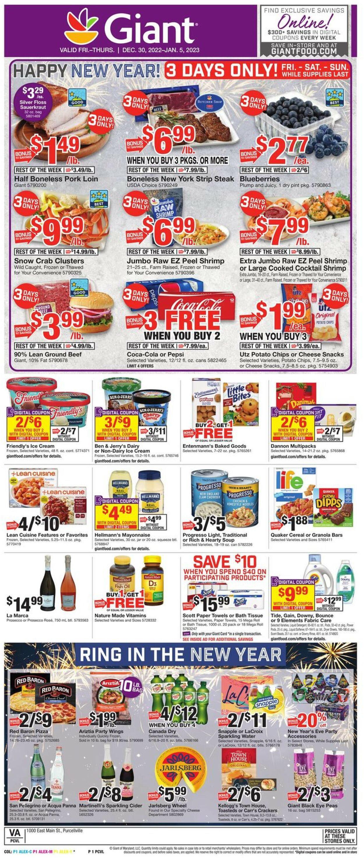 Giant Food Ad from 12/30/2022